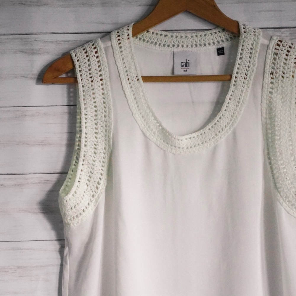Elegant CAbi Marisa Ivory top w/ Crochet Trim